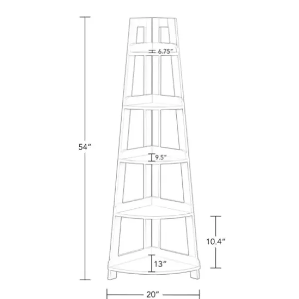 Bookshelves-Kirkland's Home Gray 5-Tier Corner Ladder Bookshelf
