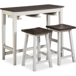 Dining Tables-Kirkland's Home Gray Top Wood With Rack 3-Pc. Dining Set
