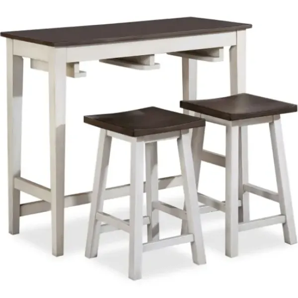 Dining Tables-Kirkland's Home Gray Top Wood With Rack 3-Pc. Dining Set