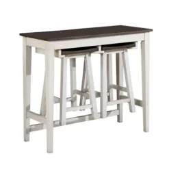 Dining Tables-Kirkland's Home Gray Top Wood With Rack 3-Pc. Dining Set