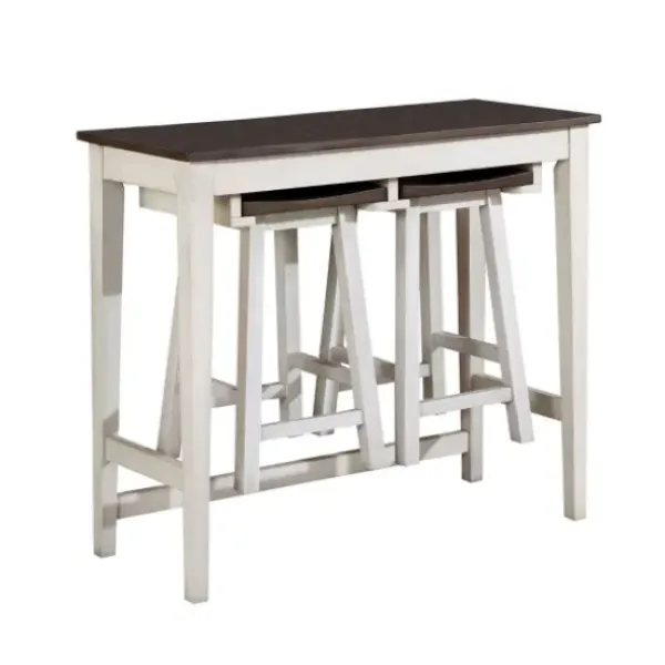 Dining Tables-Kirkland's Home Gray Top Wood With Rack 3-Pc. Dining Set