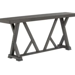 Dining Tables-Kirkland's Home Gray Trestle Base Wooden Counter Table