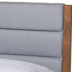 Beds & Headboards-Kirkland's Home Gray Tufted Headboard Queen Platform Bed Gray/Brown