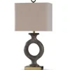 Table Lamps-Kirkland's Home Gray Tweed Open Hoop Table Lamp Tan