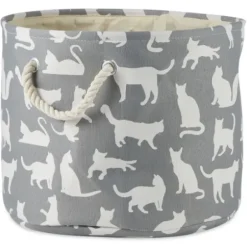 Baskets & Boxes-Kirkland's Home Gray Two-Tone Rope Cat Ear Basket Gray/White