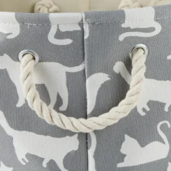 Baskets & Boxes-Kirkland's Home Gray Two-Tone Rope Cat Ear Basket Gray/White