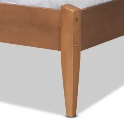 Beds & Headboards-Kirkland's Home Gray Upholstered Brown Wood King Platform Bed Gray/Brown