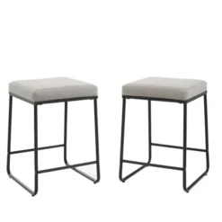 Bar Stools & Counter Height Stools-Kirkland's Home Gray Velvet Cube 2-Pc. Counter Stool Set White