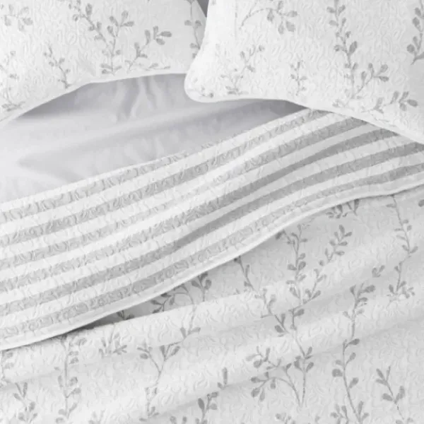 Quilts-Kirkland's Home Gray Vines Reversible 2-Pc. Twin Quilt Set Gray/White