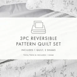 Quilts-Kirkland's Home Gray Vines Reversible 2-Pc. Twin Quilt Set Gray/White