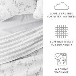 Quilts-Kirkland's Home Gray Vines Reversible 3-Pc. King Quilt Set Gray/White