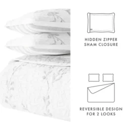 Quilts-Kirkland's Home Gray Vines Reversible 3-Pc. King Quilt Set Gray/White