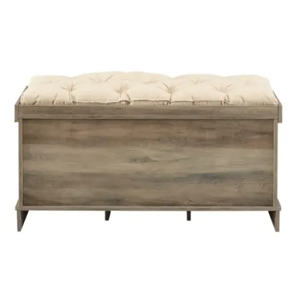 Benches & Ottomans-Kirkland's Home Gray Wash Entryway Bench And Storage Bins Tan