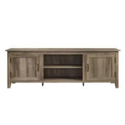 Tv Stands & Media Consoles-Kirkland's Home Gray Wash Wood Grooved Door Tv Stand Brown