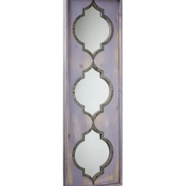 Decorative Mirrors-Kirkland's Home Gray Washed Purple Wood Wall Mirror
