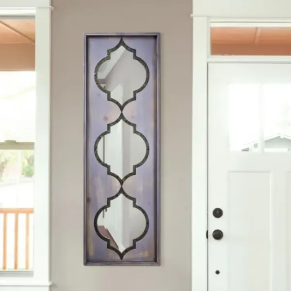 Decorative Mirrors-Kirkland's Home Gray Washed Purple Wood Wall Mirror