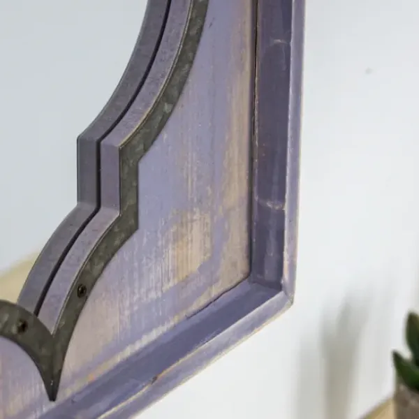 Decorative Mirrors-Kirkland's Home Gray Washed Purple Wood Wall Mirror