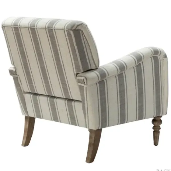 Accent Chairs-Kirkland's Home Gray White Carved Slope Stripe Accent Chair Gray/White