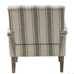 Accent Chairs-Kirkland's Home Gray White Carved Slope Stripe Accent Chair Gray/White