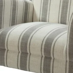 Accent Chairs-Kirkland's Home Gray White Carved Slope Stripe Accent Chair Gray/White
