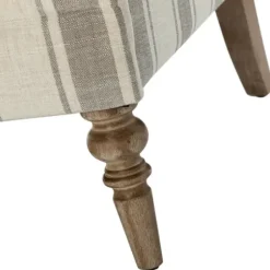 Accent Chairs-Kirkland's Home Gray White Carved Slope Stripe Accent Chair Gray/White