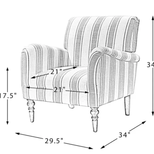 Accent Chairs-Kirkland's Home Gray White Carved Slope Stripe Accent Chair Gray/White