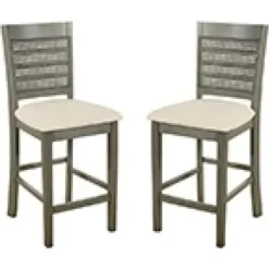 Bar Stools & Counter Height Stools-Kirkland's Home Gray Wilbur Cane Back Counter Stools, Set Of 2 Gray/White