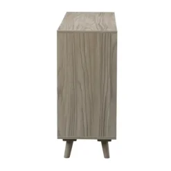 Cabinets & Sideboards-Kirkland's Home Gray Wood And Cane 3-Door Cabinet
