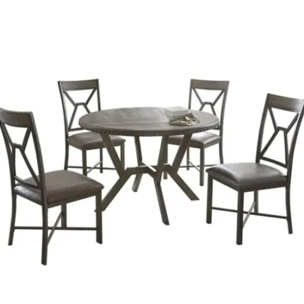 Dining Sets-Kirkland's Home Gray Wood Upholstered 5-Pc. Dining Set