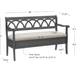 Benches & Ottomans-Kirkland's Home Gray Wood Upholstered Storage Bench Gray/White