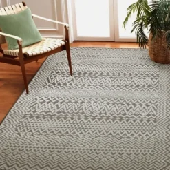 Outdoor Rugs-Kirkland's Home Gray Zig-Zag Ezra Indoor/Outdoor Area Rug, 4X7 Gray/White