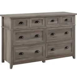 Dressers & Chests-Kirkland's Home Graywash Wood Cup Handle Dresser Tan