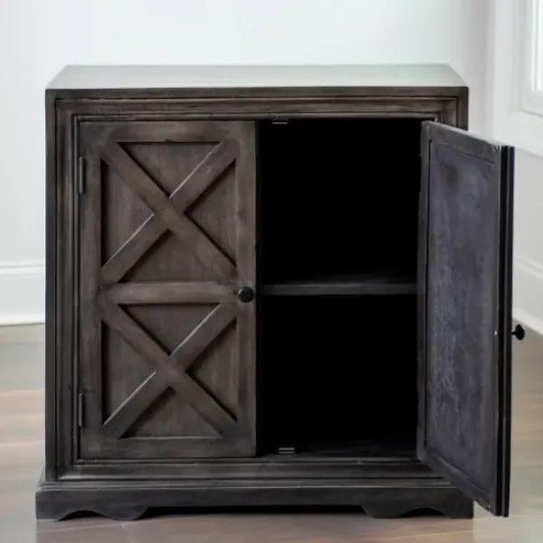 Cabinets & Sideboards-Kirkland's Home Graywash X 2-Door Wooden Cabinet Brown