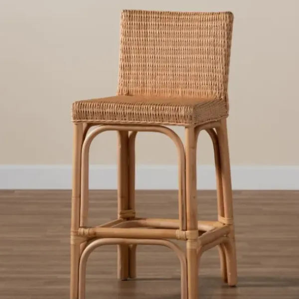 Bar Stools & Counter Height Stools-Kirkland's Home Greek Natural Rat Woven Counter Stool Tan