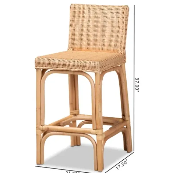 Bar Stools & Counter Height Stools-Kirkland's Home Greek Natural Rat Woven Counter Stool Tan
