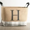 Baskets & Boxes-Kirkland's Home Green And Cream Woven Basket With Tassel, 17 In. Green/White