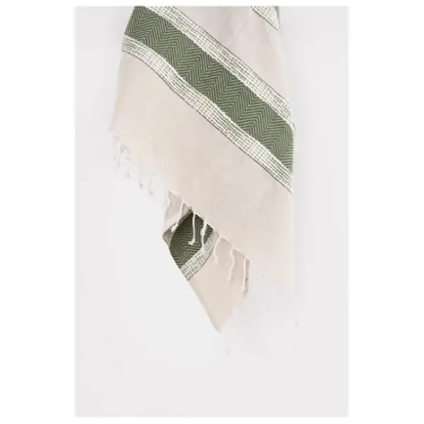 Blankets & Throws-Kirkland's Home Green And Natural Colorblock Chevron Throw Green/Tan