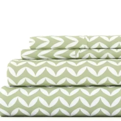Bed Sheets-Kirkland's Home Green And White Chevron 3-Pc. Twin Sheet Set Green/White