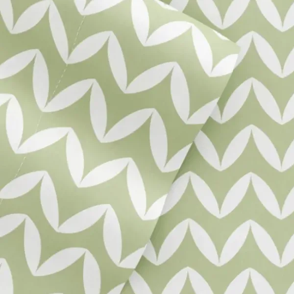 Bed Sheets-Kirkland's Home Green And White Chevron 3-Pc. Twin Sheet Set Green/White