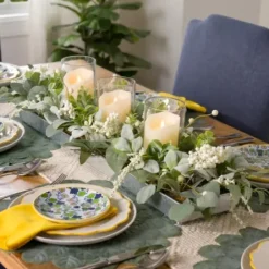Arrangements & Greenery-Kirkland's Home Green Eucalyptus Galvanized Centerpiece Green/Silver