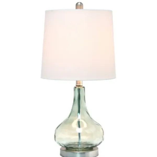 Table Lamps-Kirkland's Home Green Glass Ripple Table Lamp White