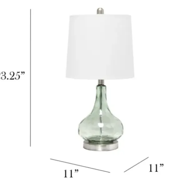 Table Lamps-Kirkland's Home Green Glass Ripple Table Lamp White