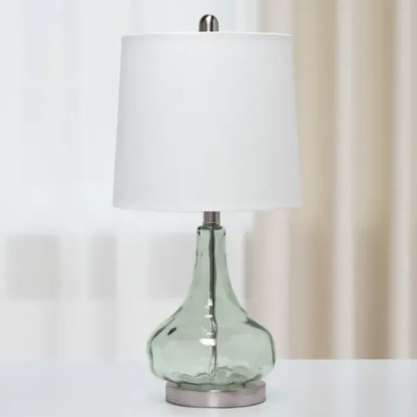 Table Lamps-Kirkland's Home Green Glass Ripple Table Lamp White