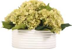 Arrangements & Greenery-Kirkland's Home Green Hydrangea Arrangement In Ribbed Bowl Green/White