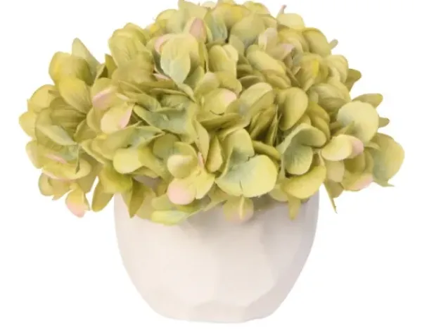 Arrangements & Greenery-Kirkland's Home Green Hydrangea Arrangement In Geometric Bowl Green/White