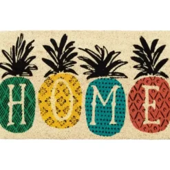 Doormats-Kirkland's Home Green Wreath Welcome Coir Doormat Tan/Green/Black
