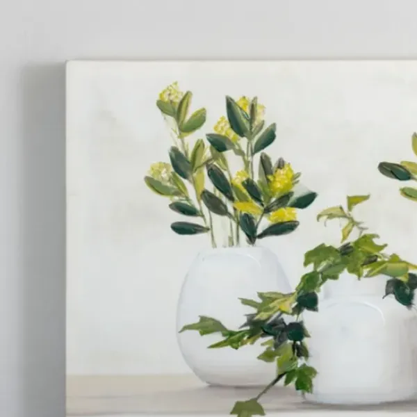 Canvas Art-Kirkland's Home Greenery In Bottle Vases Canvas Art Print Green/White
