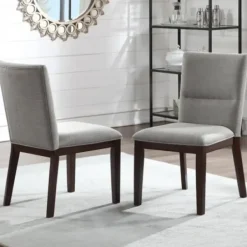 Dining Chairs-Kirkland's Home Greige And Walnut Dining Chairs, Set Of 2 Tan/Gray