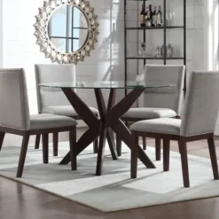 Dining Chairs-Kirkland's Home Greige And Walnut Dining Chairs, Set Of 2 Tan/Gray