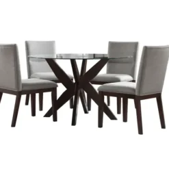Dining Sets-Kirkland's Home Greige And Walnut 5-Pc. Dining Set Brown/Gray/Tan